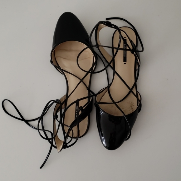 Zara patent tie up flats - Picture 1 of 7